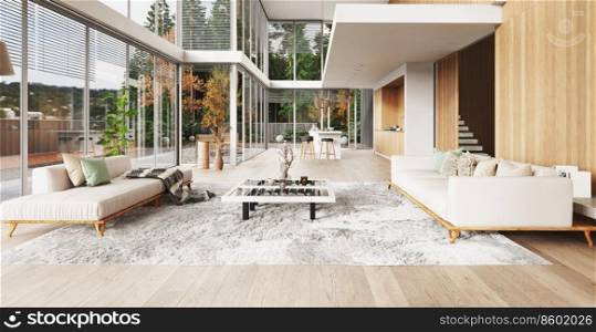 modern living interior. 3d illustration design concept