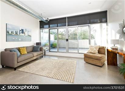 Modern living room and balcony