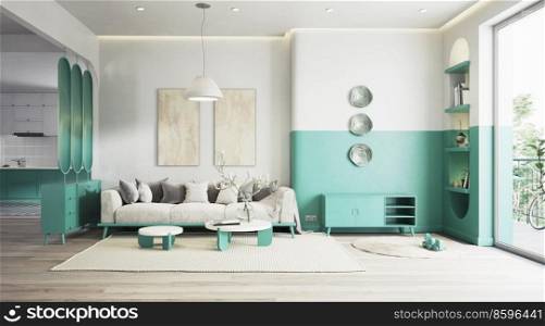 modern living room interior. 3d rendering design concept
