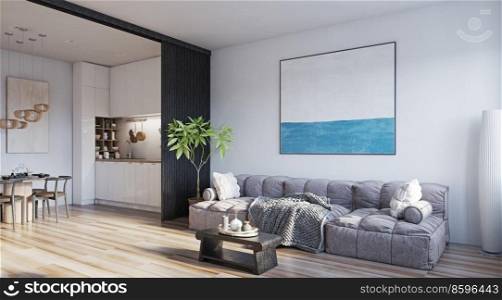 modern living room interior. 3d rendering design concept