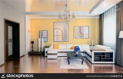 modern living room interior (computer generated image)