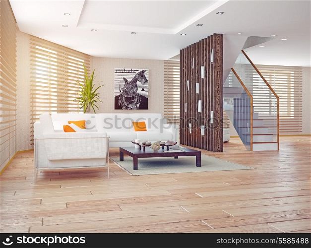 modern living room interior. contemporary 3d concept