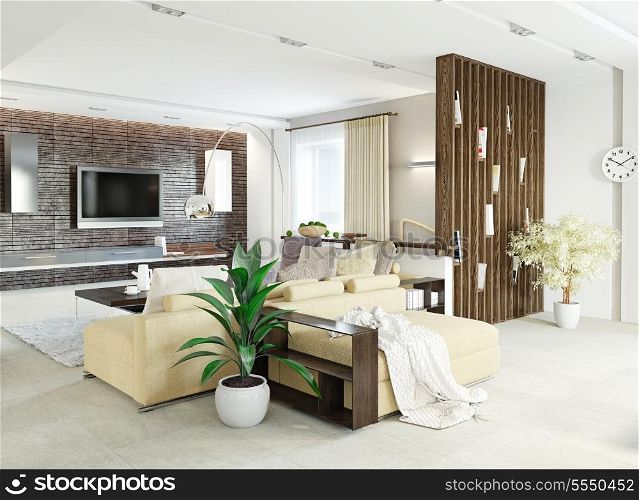 modern living room interior design (3d concept)