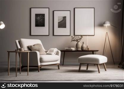 Modern living room interior. Illustration Generative AI
