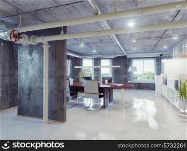 modern loft office interior. 3d design concept