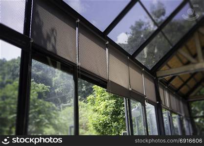 Modern loft rooftop with natural outside view, stock photo