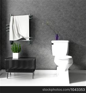 Modern Loft style toilet room. 3D rendering