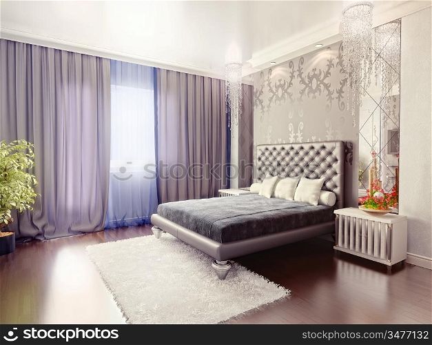 modern luxury bedroom interior (3D rendering)