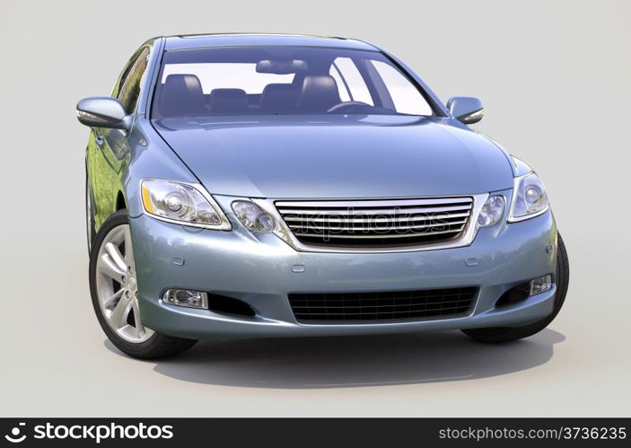 Modern luxury car on a gray background