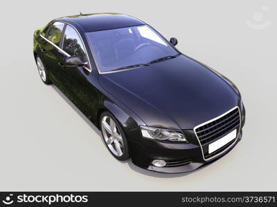 Modern luxury car on a gray background