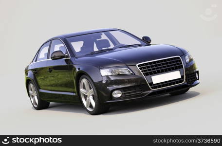 Modern luxury car on a gray background