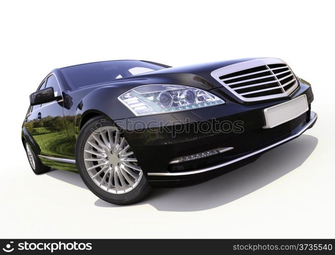 Modern luxury executive car on a white background