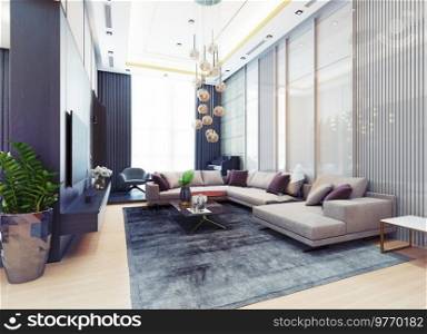 modern luxury interior design. 3d rendering concept