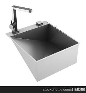 modern metal sink isolated on white background