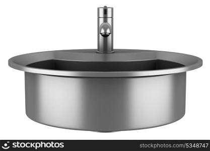 modern metal sink isolated on white background