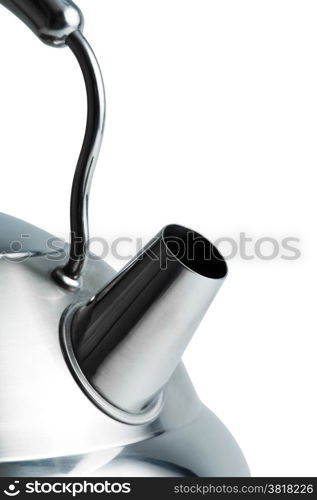 Modern metal teapot on a white background
