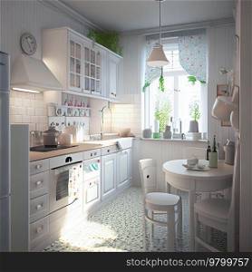 Modern Minimalist Kitchen Interior Design. AI Generative 