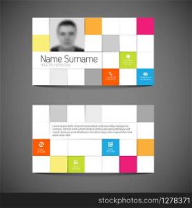 Modern mosaic simple business card template with flat user interface