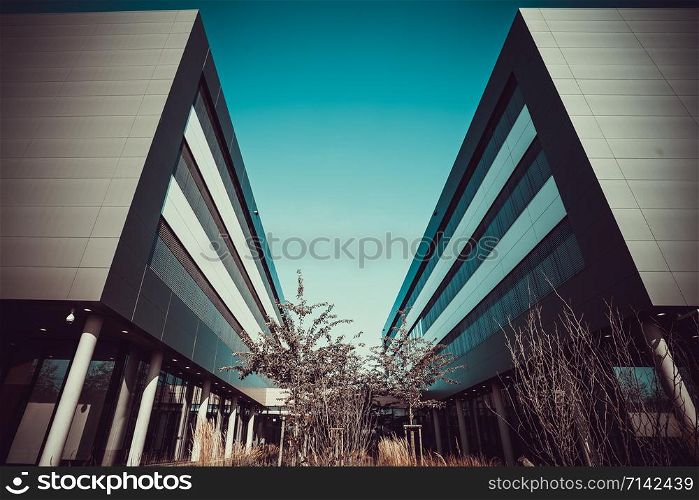 modern office building against a nice blue sky