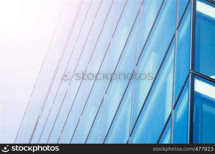 Modern office building: Skyscraper with blue glass