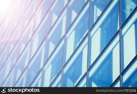 Modern office building: Skyscraper with blue glass