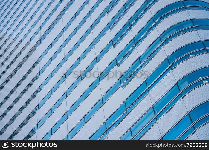 modern office building with blue glass facade