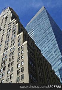 modern office buildings rising high in Manhattan
