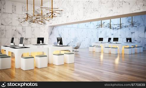 modern office design concept. 3d rendering business interior