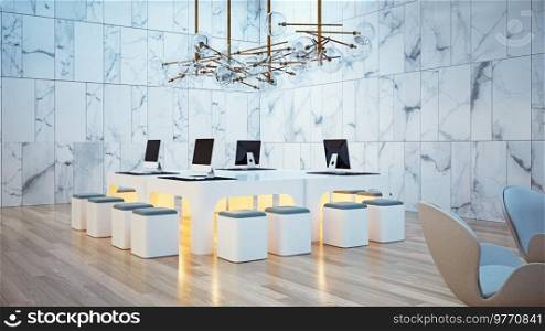 modern office design concept. 3d rendering business interior