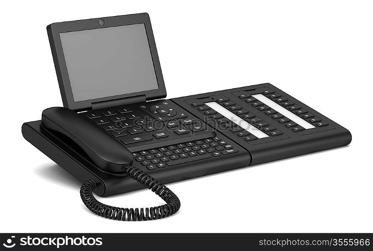 modern office desk phone isolated on white background