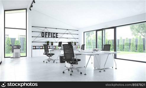 modern office interior 3d design concept rendering