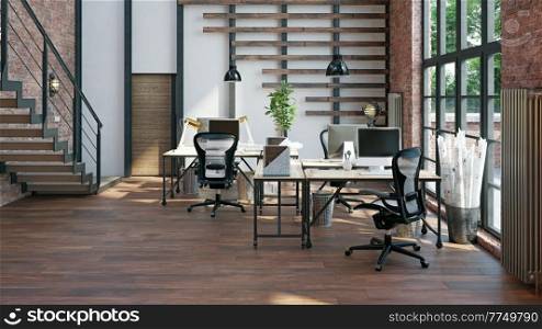 modern office interior. 3d rendering concept