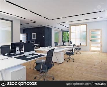 modern office interior  3d rendering design concept 