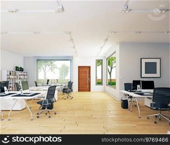 modern office interior  3d rendering design concept 