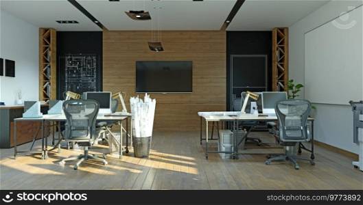 modern office interior  3d rendering design concept . modern office interior
