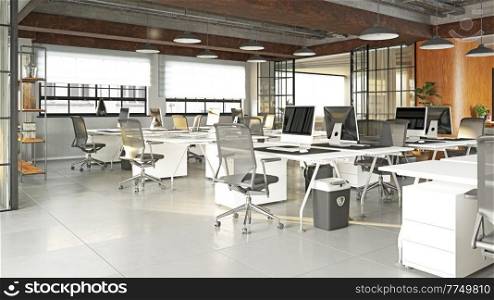 modern office interior design concept. 3d rendering idea