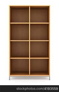 modern office wooden bookcase isolated on white background