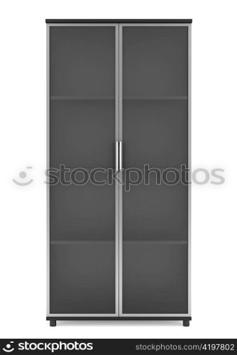 modern office wooden bookcase isolated on white background