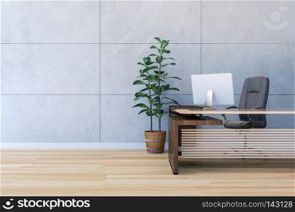 Modern office working room interior with copy space, 3D rendering