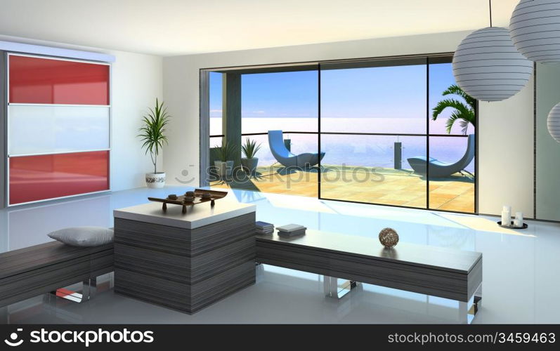 modern open interior (3D rendering)