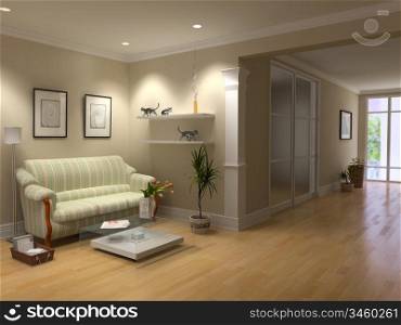modern open interior (3D rendering)