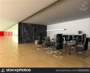 modern open office interior(3D rendering)