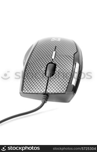 Modern PC mouse with cable isolated on white background