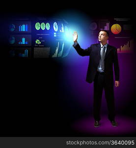 Modern people doing business, young businessman with money symbols