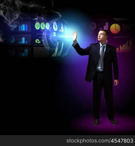 Modern people doing business, young businessman with money symbols