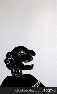 Modern Picture frame of Thai Southern style shadow puppet or Nang Talung with white copy space background