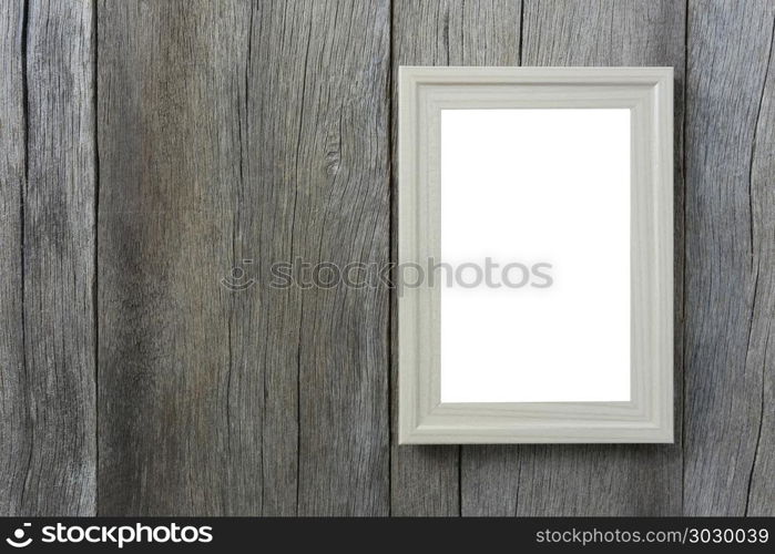 Modern Picture Frame on wooden wall.. Modern Picture Frame on wooden wall and have copyspace for design in your work.