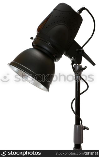 Modern powerful photographic flash on a white background