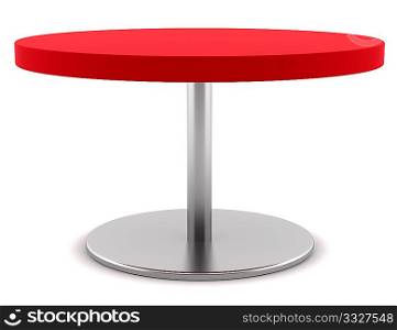 modern red round table isolated on white background