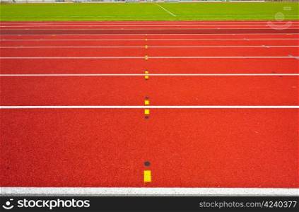 Modern Red Running Tracks of Stadium in Switzerland